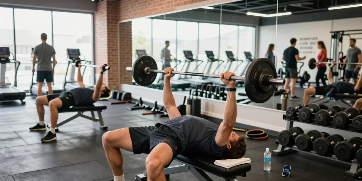 Prime Pharma Steroids: Atleet in de gym met dumbbells, gefocust op training voor spiergroei.