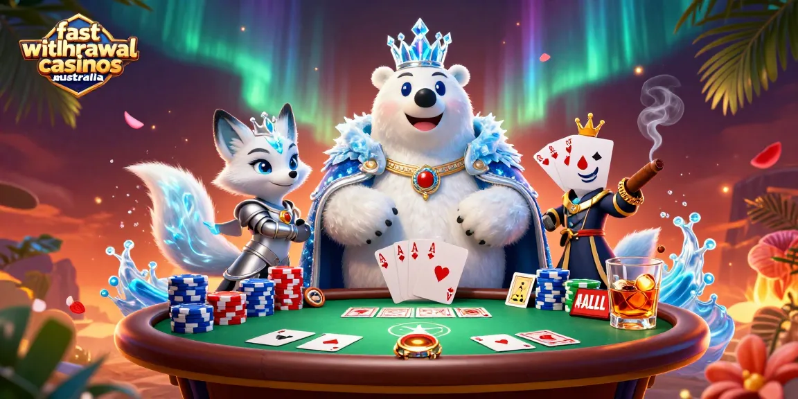 Experience fast withdrawal casinos in Australia with our engaging 3D illustration of a royal poker scene.