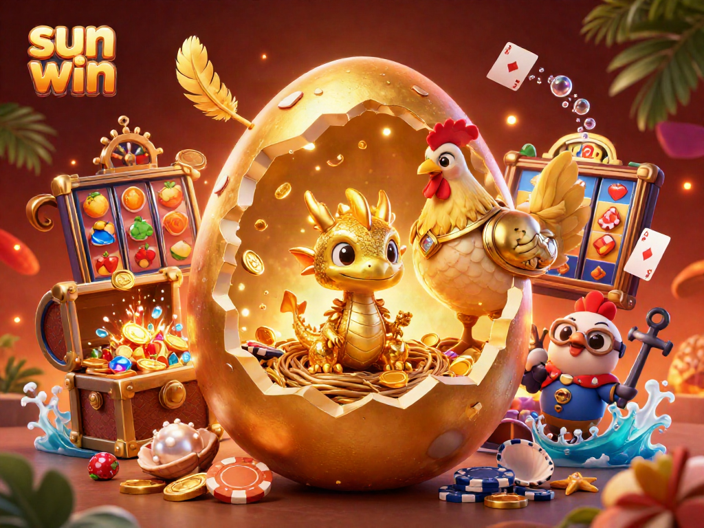 Spin the reels with sun win’s dynamic casino illustration featuring a golden dragon and poker-themed treasure.