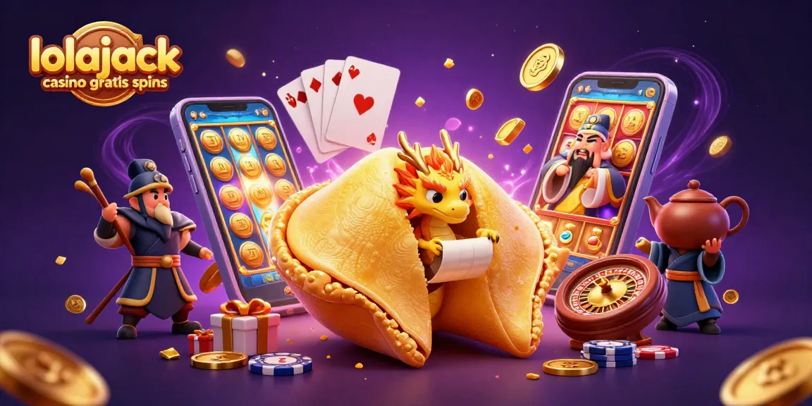 Engage in fun with lolajack casino gratis spins, illustrated in a dynamic 3D casino scene full of game elements.