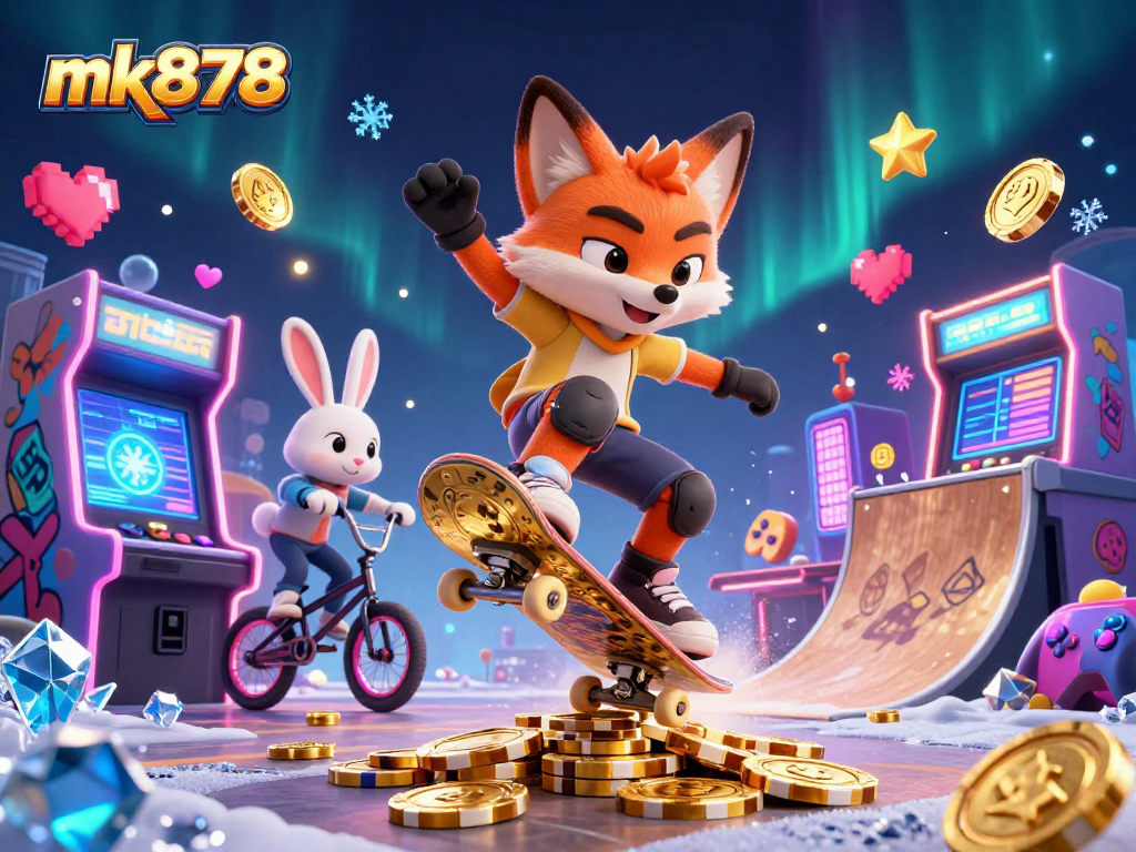Engage in thrilling mk878 gameplay with vibrant 3D characters and casino elements.