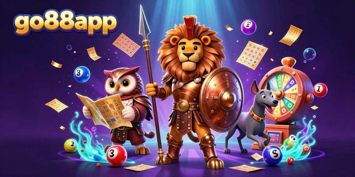 Experience the excitement of go88app with a vibrant 3D casino scene filled with lottery elements and dynamic characters.